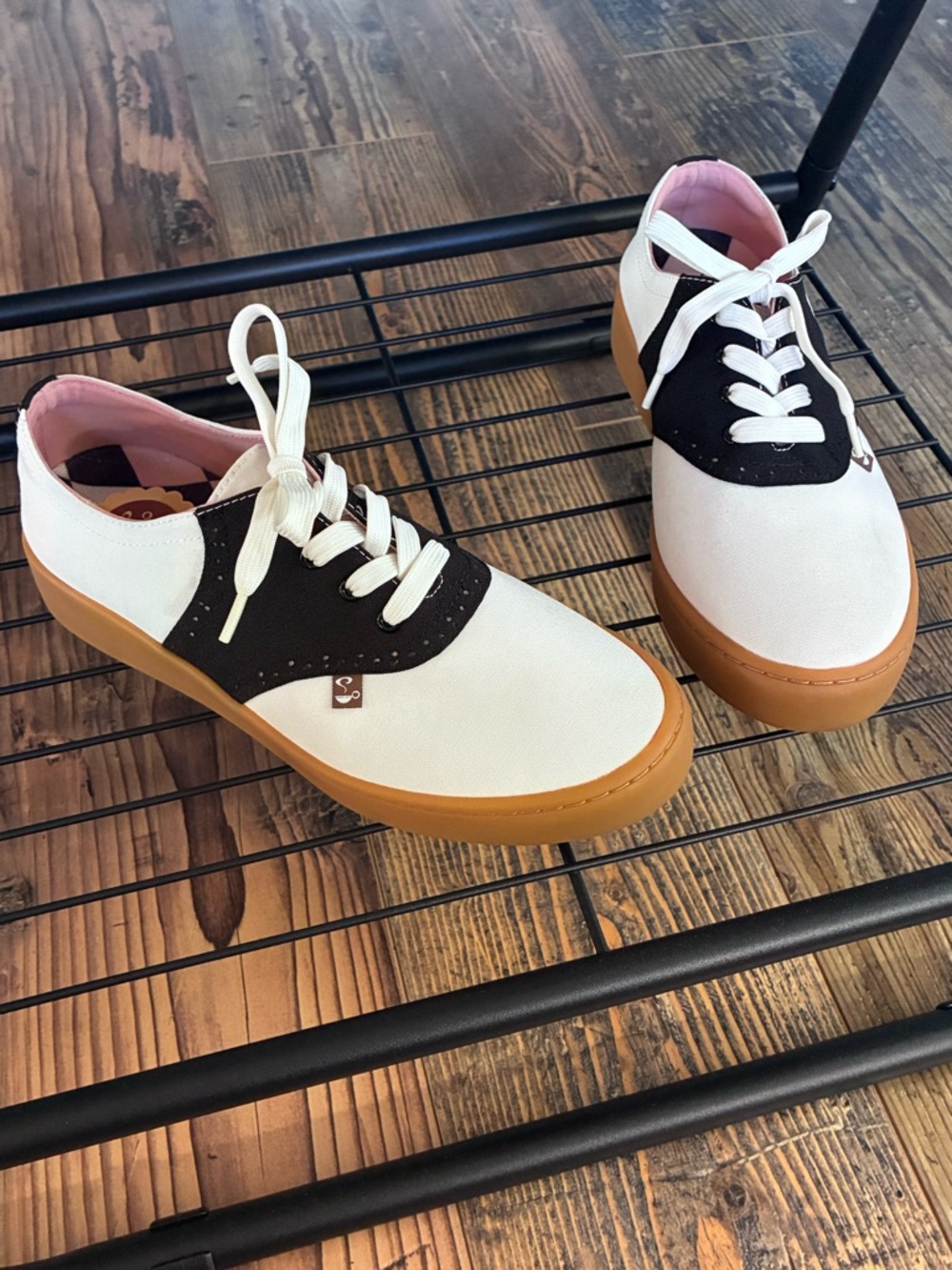 Hot Chocolate Design - women’s black saddle shoe - canvas